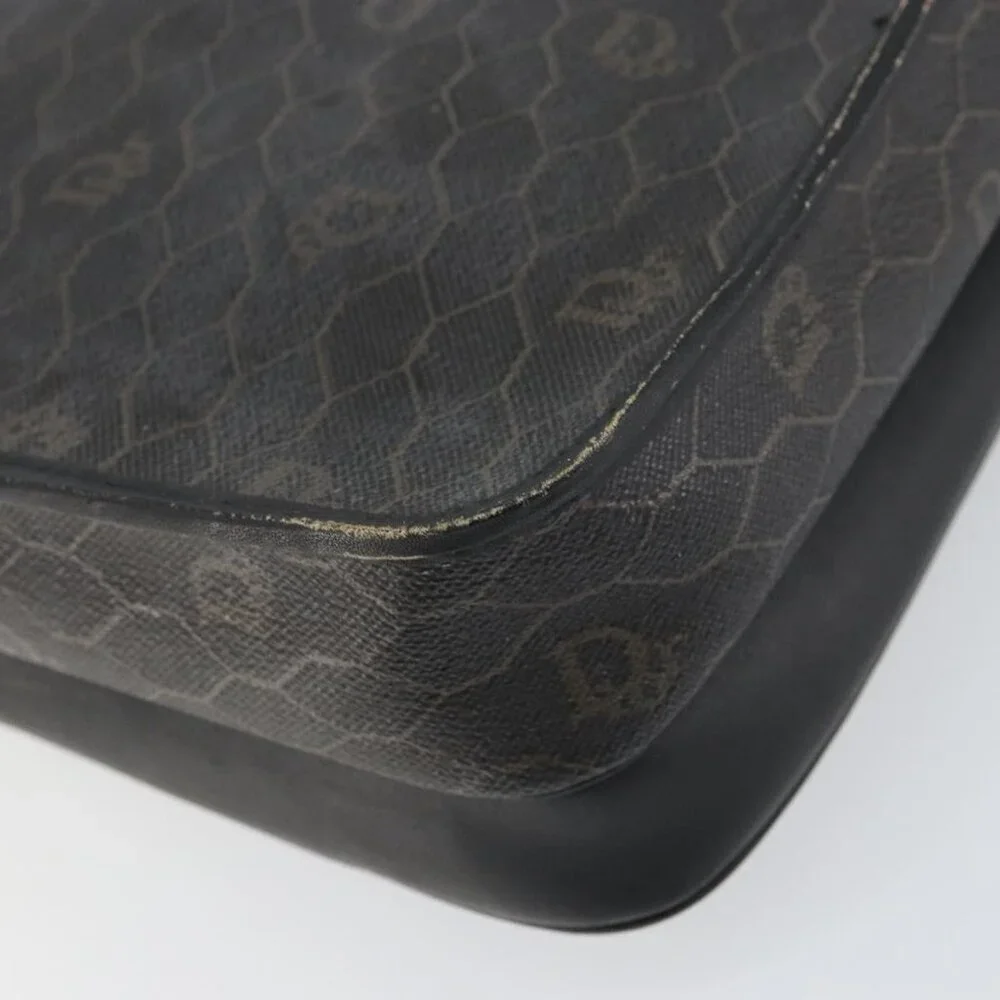 Authentic Christian Dior Honeycomb Canvas Shoulder Bag PVC Black Gold - Picture 7 of 16
